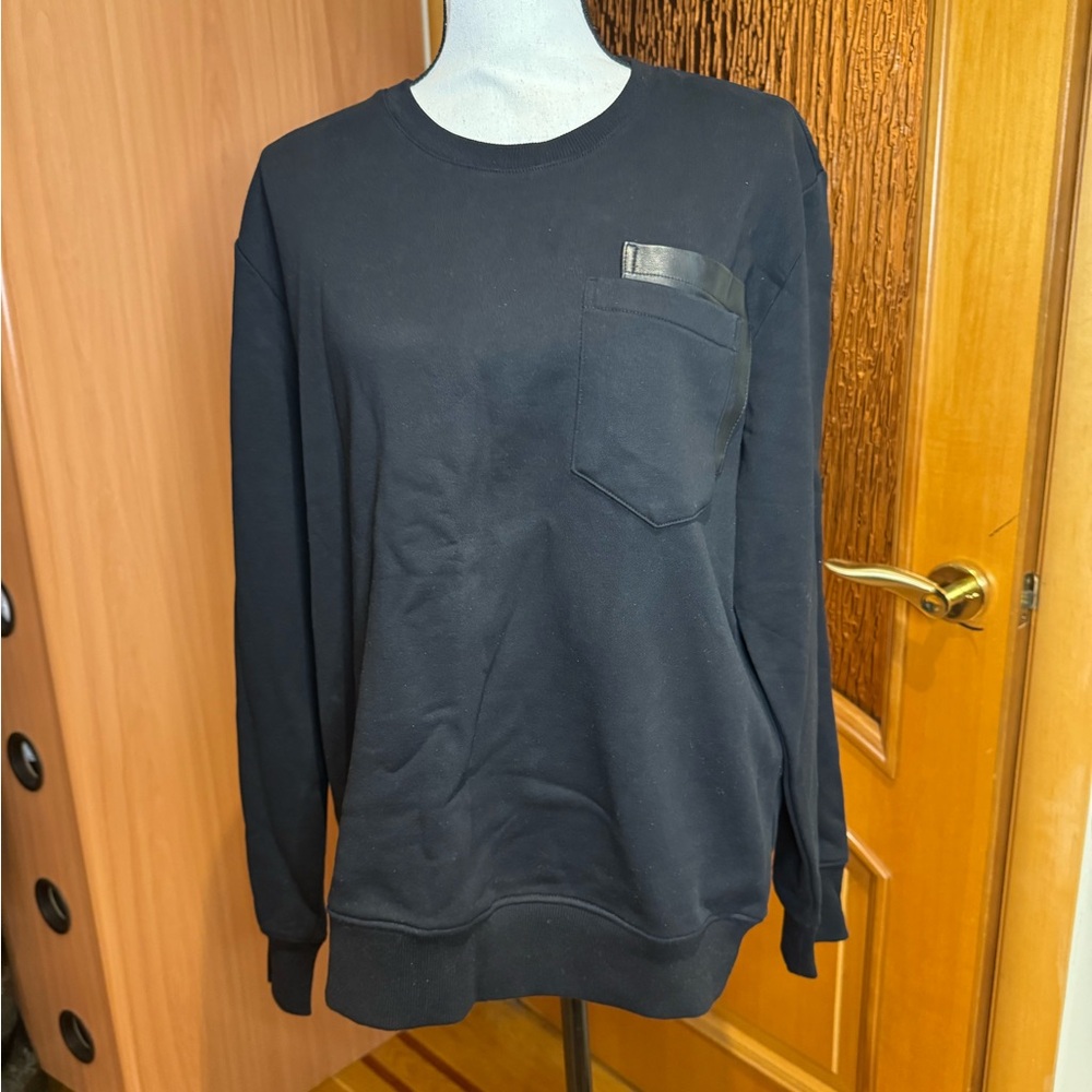 Hermes Black cotton Knitwear sweatshirt with pocket. Sz L